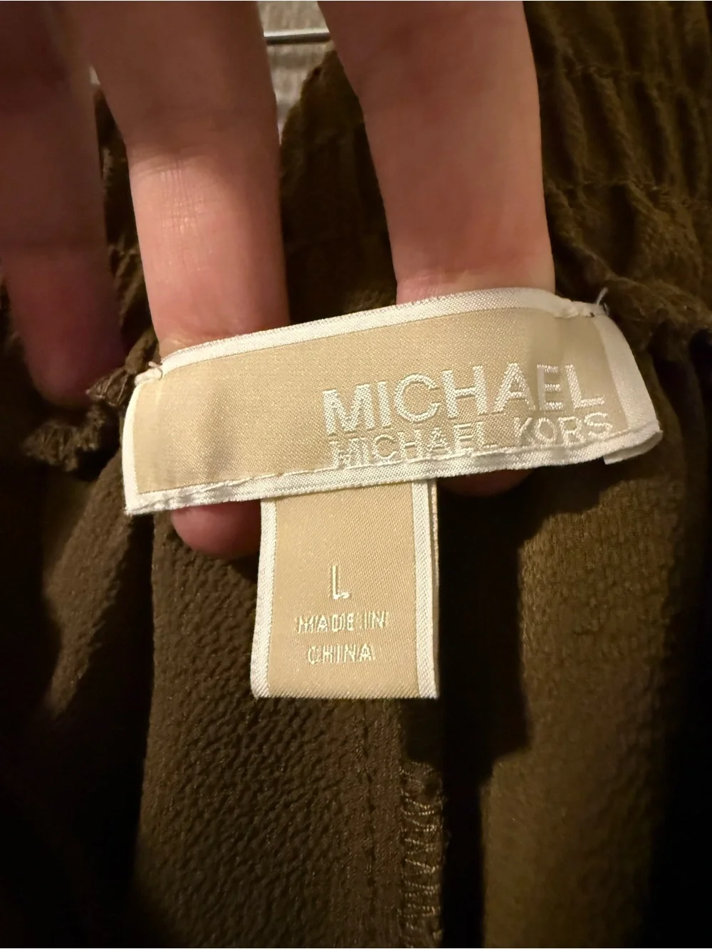 Michael Kors Olive Green Wide-Leg Drawstring Pants